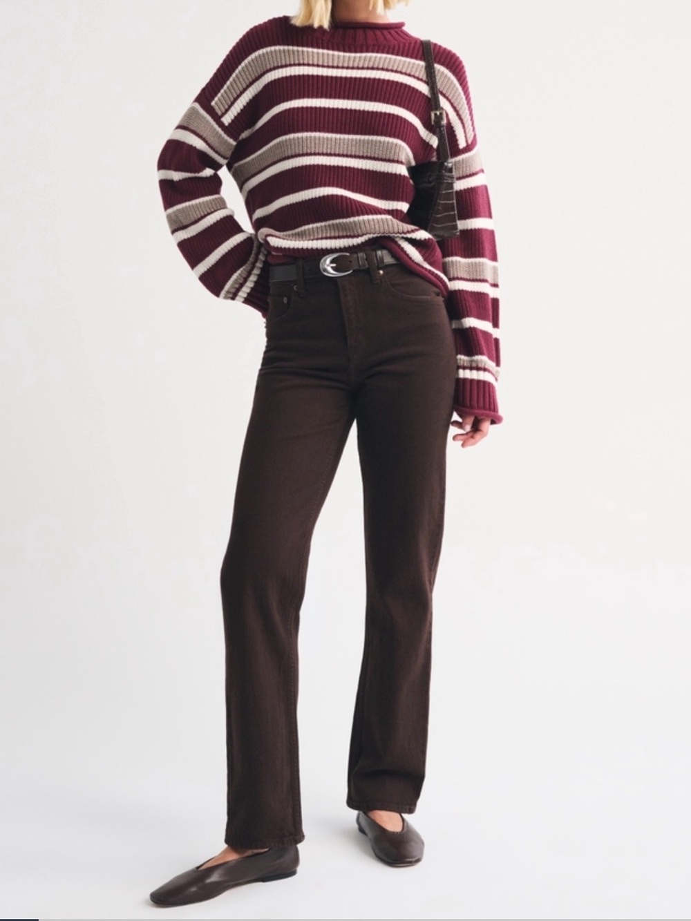 The A&F '90s Straight Ultra High Rise Jeans in Dark Brown